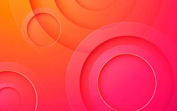 Abstract Cirkel Papercut Laag Verloop Achtergrond Roze Oranje Kleur — Stockvector
