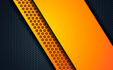 Sarı şekilli koyu soyut bir arka plan. Siyah altıgen desen dekorasyonu.