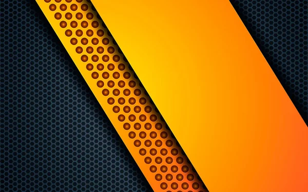 Dark Abstract Background Yellow Shape Black Hexagon Texture Decoration — Stock Vector