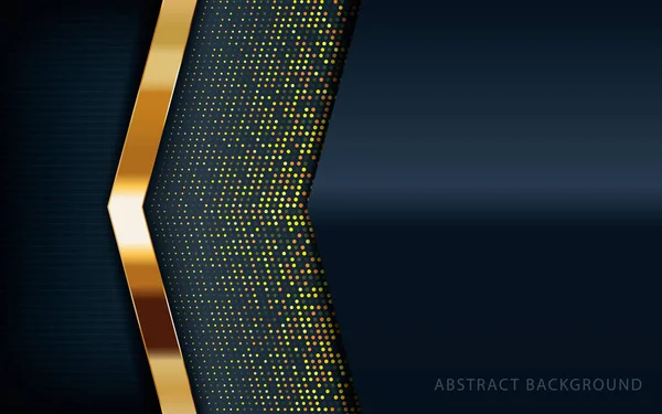 Тёмный Абстрактный Фон Чёрной Стрелкой Перекрывает Слои Текстура Золотыми Блестками — стоковый вектор