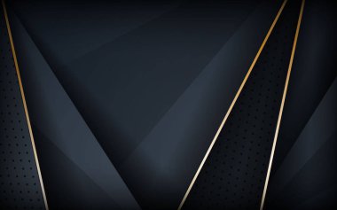 Koyu mavi ton soyut arka plan örtüşmesi. Gerçekçi altın çizgiler ve dokulu arka plan. Gelecekçi tasarım kavramı.