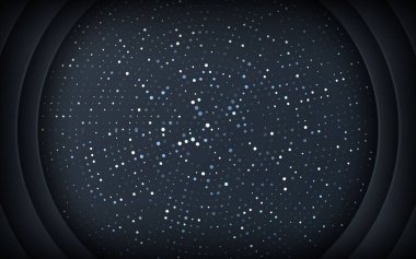 Siyah kağıt kesiği arka plan. Soyut gerçekçi kağıt kesimi süslemesi, gümüş parıltılı. 3 boyutlu etki arkaplanı. vektör illüstrasyonu.