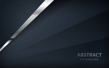 Soyut örtüşen siyah arkaplan. Gerçekçi, gümüş listeyle örtüşen modern bir katman. Kapak, el ilanı, afiş vs. için geleceksel arkaplan.