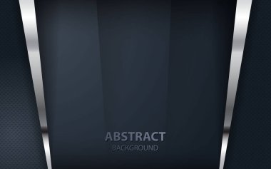 Soyut örtüşen siyah arkaplan. Gerçekçi, gümüş listeyle örtüşen modern bir katman. Kapak, el ilanı, afiş vs. için geleceksel arkaplan.