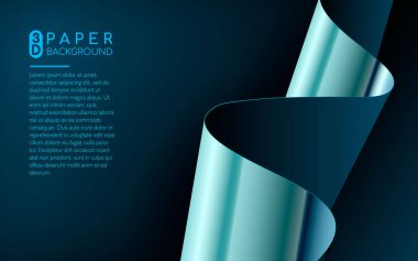 Soyut mavi kağıt arkaplan. Üç boyutlu kağıt etkisi. Metin için alanı olan gerçekçi bir arkaplan. Pankart, kapak, poster, ağ vs. için kullanılabilir.