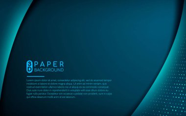 Koyu mavi 3D kağıt arka plan. Metin için alan alanı ile soyut gerçekçi örtüşen kağıt dekorasyonu. Vektör illüstrasyonu. Web ve yazdırma için kullanılabilir.