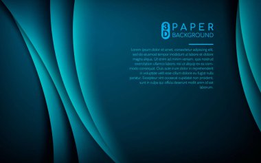 Koyu mavi 3D kağıt arka plan. Metin için alan alanı ile soyut gerçekçi örtüşen kağıt dekorasyonu. Vektör illüstrasyonu. Web ve yazdırma için kullanılabilir.