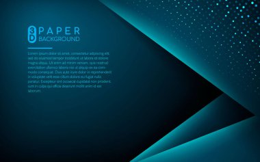 Koyu mavi 3D kağıt arka plan. Metin için alan alanı ile soyut gerçekçi örtüşen kağıt dekorasyonu. Vektör illüstrasyonu. Web ve yazdırma için kullanılabilir.