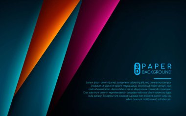 Koyu mavi 3D kağıt arka plan. Metin için soyut gerçekçi kağıt süslemesi ile alan alanı örtüşüyor. Vektör çizimi. Web ve yazdırma için kullanılabilir.