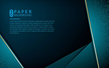 Koyu mavi soyut arka plan ve mavi örtüşen katmanlar. Gümüş listeli gerçekçi doku ve katman boyut dekorasyonu.