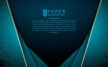 Koyu mavi soyut arka plan ve mavi örtüşen katmanlar. Gümüş listeli gerçekçi doku ve katman boyut dekorasyonu.