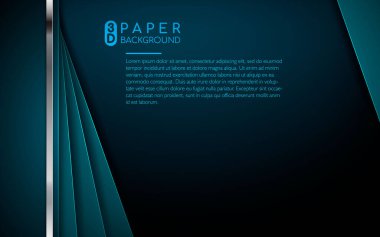 Koyu mavi soyut arka plan ve mavi örtüşen katmanlar. Gümüş listeli gerçekçi doku ve katman boyut dekorasyonu.