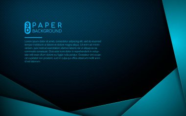 Koyu mavi soyut arka plan ve mavi örtüşen katmanlar. Gümüş listeli gerçekçi doku ve katman boyut dekorasyonu.