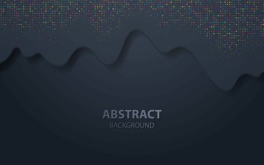 Siyah soyut gerçekçi dekorasyon. Altın parıltılarıyla. Vektör çizimi. siyah arkaplan