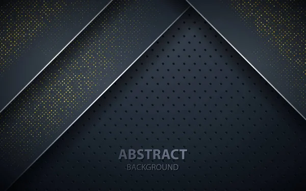 Чорна Абстрактна Реалістична Прикраса Золотими Блискітками Векторні Ілюстрації Чорний Фон — стоковий вектор