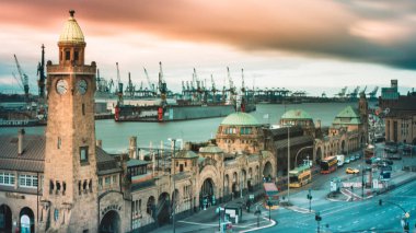 Hamburg açılış köprüler, güzel gündoğumu