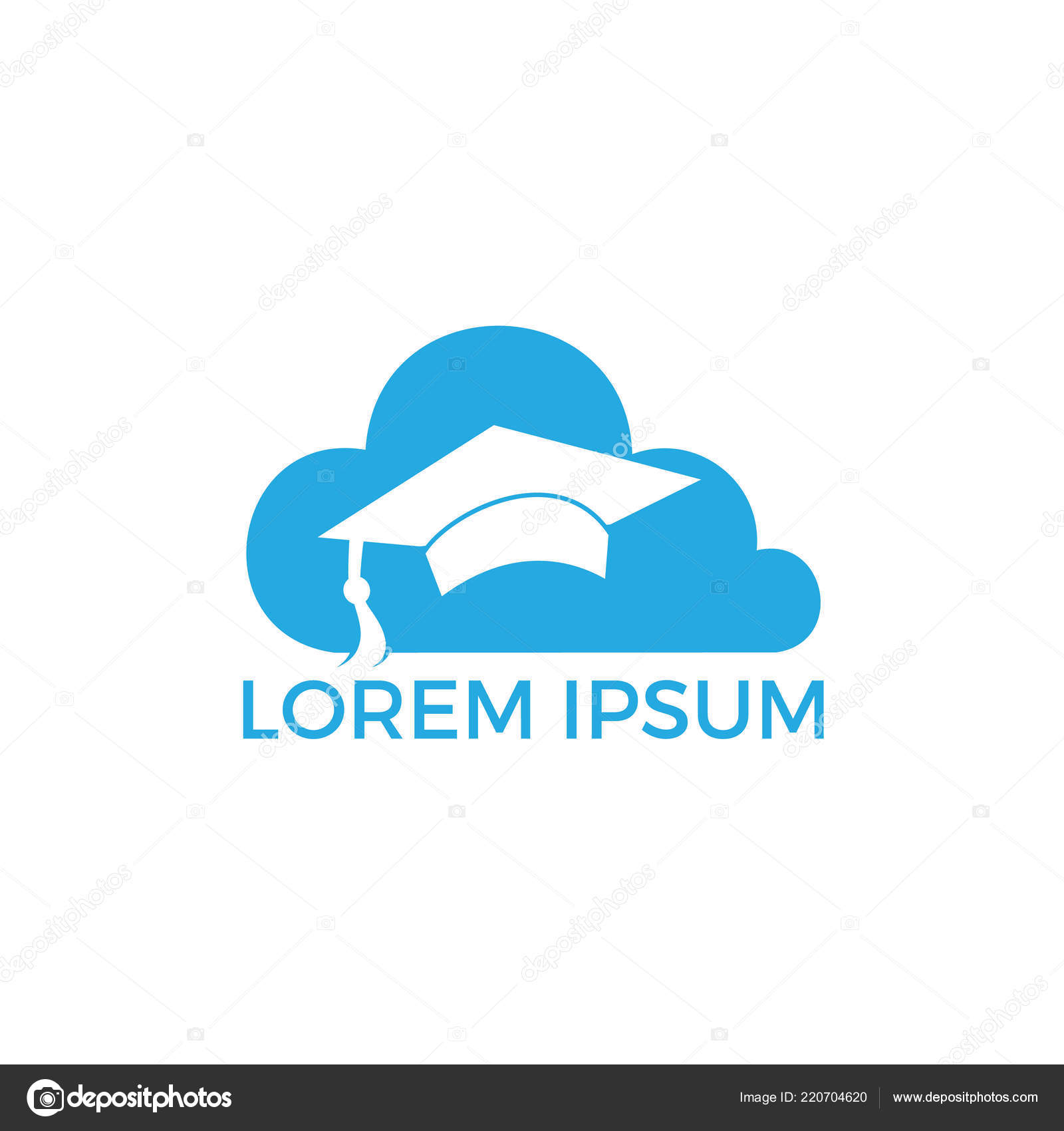 Cloud Graduation Cap Logo Design Institutional Educational Vector