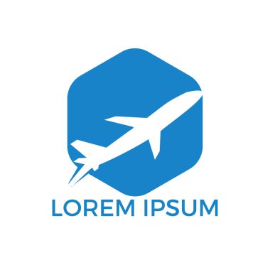 Uçan uçak logo tasarımı. Seyahat ve tur işareti.