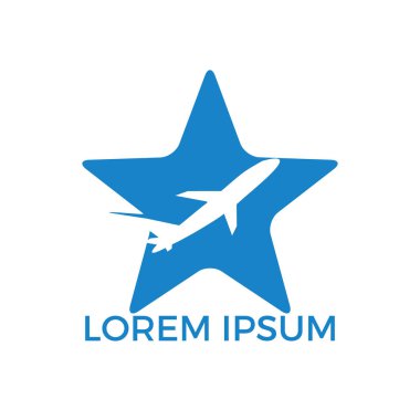 Yıldız uçan Havacılık logo tasarımı. Tatil uçak Logo tasarımı.