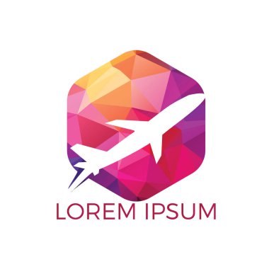 Uçan uçak logo tasarımı. Seyahat ve tur işareti.