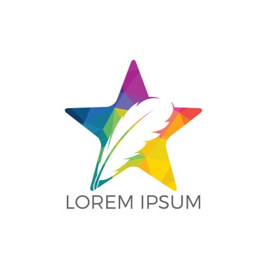 Yıldız tüy vektör logo tasarımı. Eğitim ve Kurumsal logo tasarım şablonu.