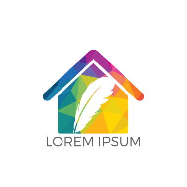 Tüy ve ev logosu vektör tasarımı. Eğitim ve kurumsal logo.