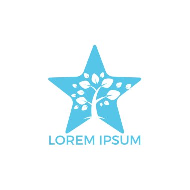 Yıldız ağaç logo tasarımı. Organik ağaç Ladin işareti.