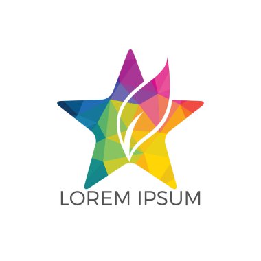 Yeşil yaprak yıldız Logo tasarımı. Eko doğal organik logo kavramı simgesi.