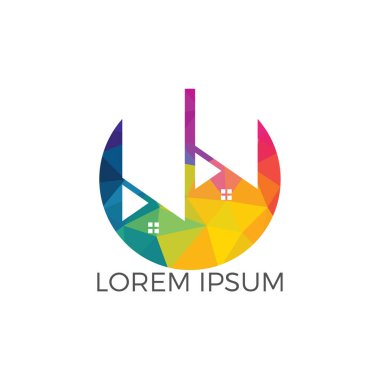 Emlak logo tasarımı. Logo simge veya aynî veya bina inşaat iş simgesi.