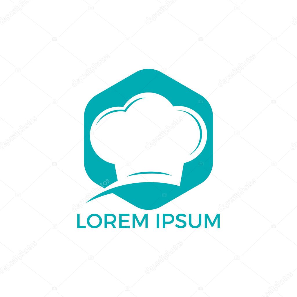 Chef logo design. Cook hat icon. Vector symbol for menu restaurant cafe bistro.
