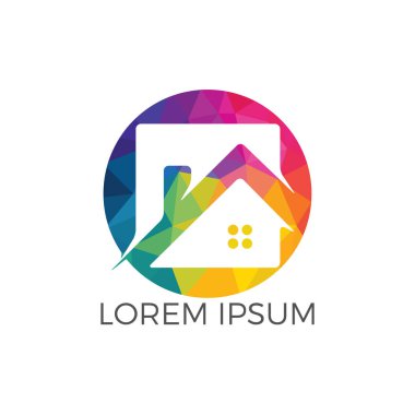 Emlak logo tasarımı. Logo simge veya aynî veya bina inşaat iş simgesi.