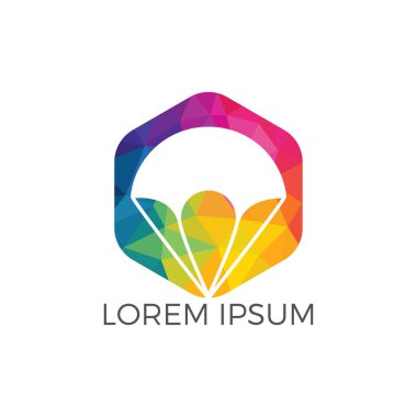 Paraşüt logo tasarımı. Teslim hava balon sembolü. İş kurumsal vektör simgesi.