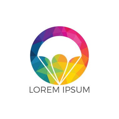 Paraşüt logo tasarımı. Teslim hava balon sembolü. İş kurumsal vektör simgesi.