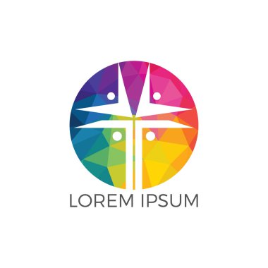 İnsanlar vektör logo tasarım şablonu kilise. Kilise ve Hıristiyan kuruluş logosu.
