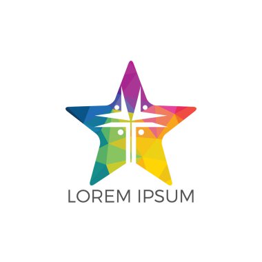 İnsanlar kilise yıldız şekli logo tasarımı. Şablonu logo için kiliseleri ve Hıristiyan örgüt arası
