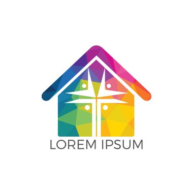 İnsanlar ev kilise logo tasarımı. Şablonu logo için kiliseleri ve Hıristiyan örgüt arası