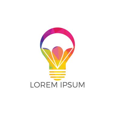 Paraşüt ve ampul logo tasarımı. Teslim hava balon sembolü. İş kurumsal vektör simgesi.