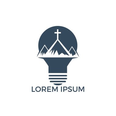 Dağ logosu dizaynında Baptist haçı. Dağın tepesinden çapraz ve ampul şeklindeki logo.