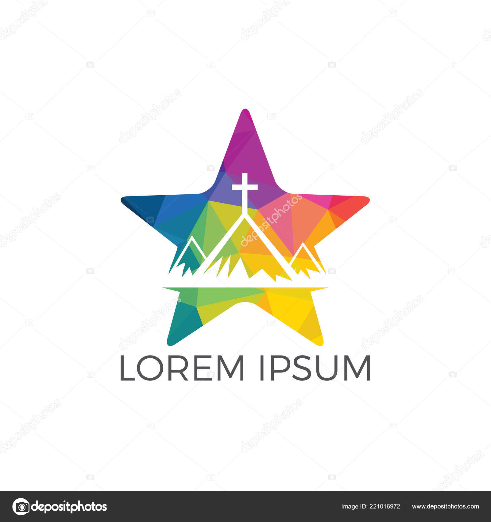 Baptist Cross Mountain Logo Design Cross Top Mountain Star Shape