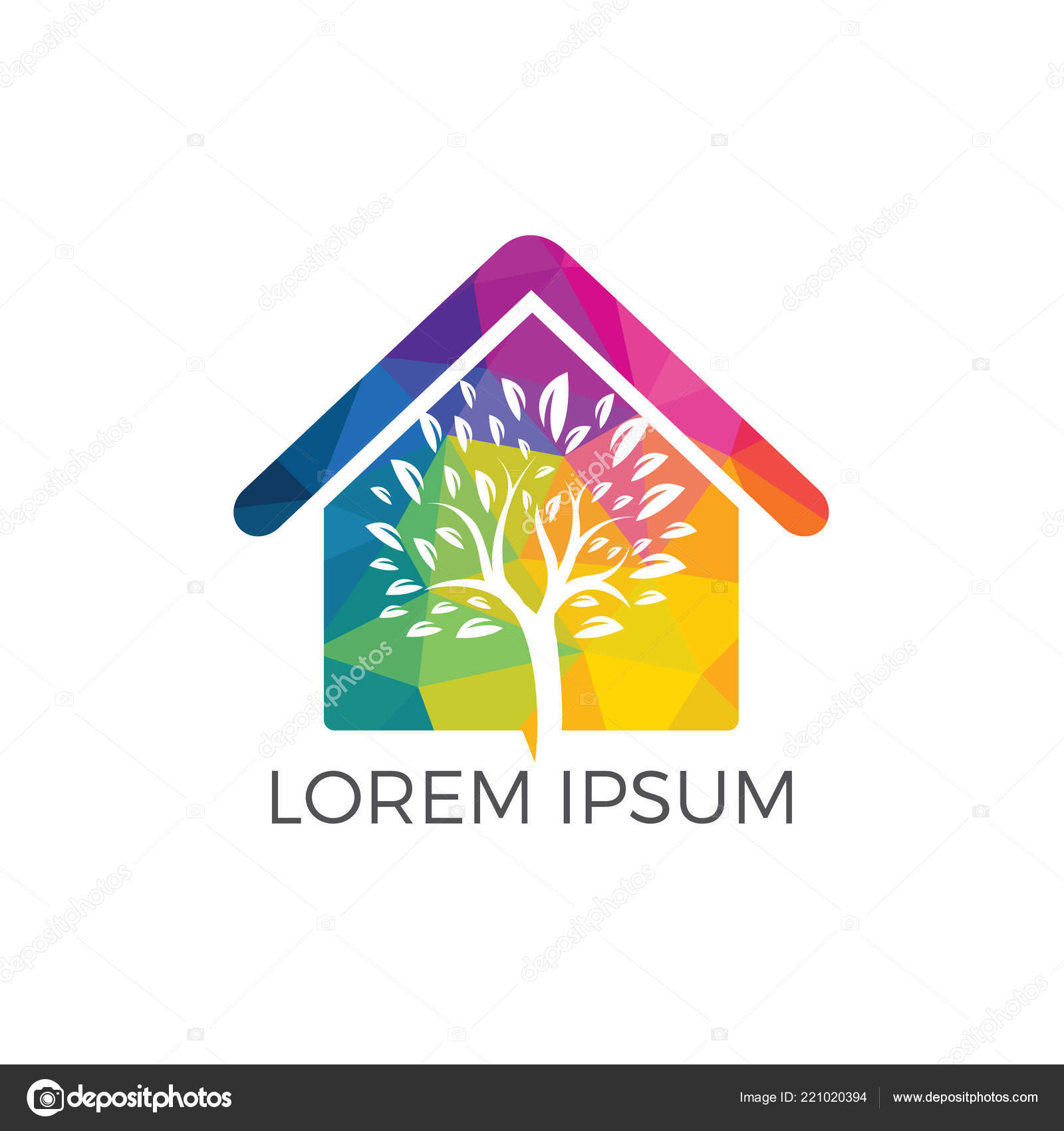 Green House Logo Design Tree House Logo Design Stock Vector