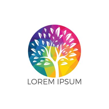 Yeşil ağaç vektör logo tasarımı. Doğal ürün, organik Dükkanı, ekoloji şirket, alternatif tıp, yeşil birlik, Bahçe, tarım, orman vb. 