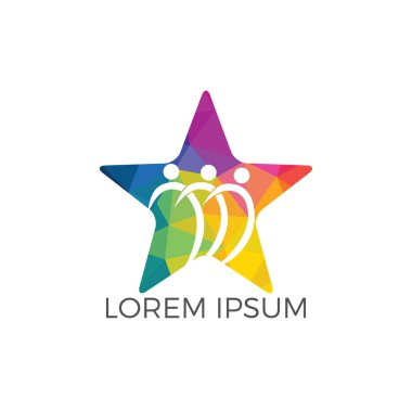 Yaratıcı toplum. İnsanlar logosunu görmeniz gerekir. Yıldız insanlar için eğitim, sosyal topluluk vektör amblemi soyut.