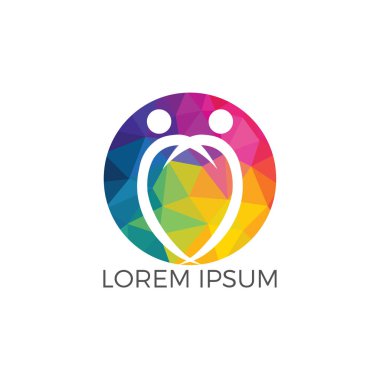 Dostluk birlikte organik insanlar logo yapıştırma. Sağlıklı insan logosu.