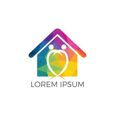 Evde bakım logo tasarımı. Vektör logo tasarım evi ve insanlar.