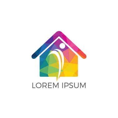 Sağlık Merkezi ve güzellik salonu logo tasarımı. Fitness Ev logo. İnsan karakteri ve ev logosu.