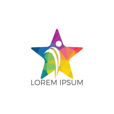 Sağlık Merkezi ve güzellik salonu logo tasarımı. Fitness logo tasarımı yıldız. İnsan karakteri logosunu görmeniz gerekir. Yaprak logosu.