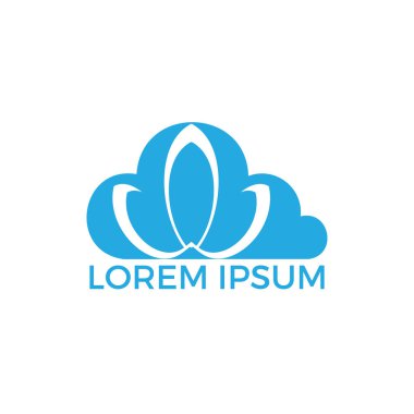 Soyut bulut ve lotus çiçek logo tasarımı. Yoga ve spa Güzellik logo tasarım şablonu. 
