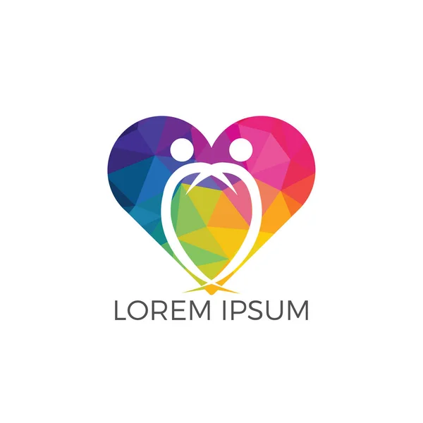 Dostluk kalp şekli birlikte organik insanlar logo yapıştırma. Aile ve toplum insanlar birlik, sevgi ve dayanışma sosyal ağ kavramı.
