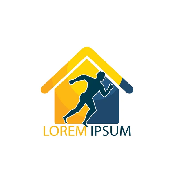 Logo Icône House Run Design Courir Homme Vecteur Symbole Sport — Image vectorielle