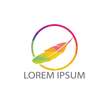 Tüy Quill sembolü vektör tasarımı. Avukat Hukuk firması Logo tasarımı.